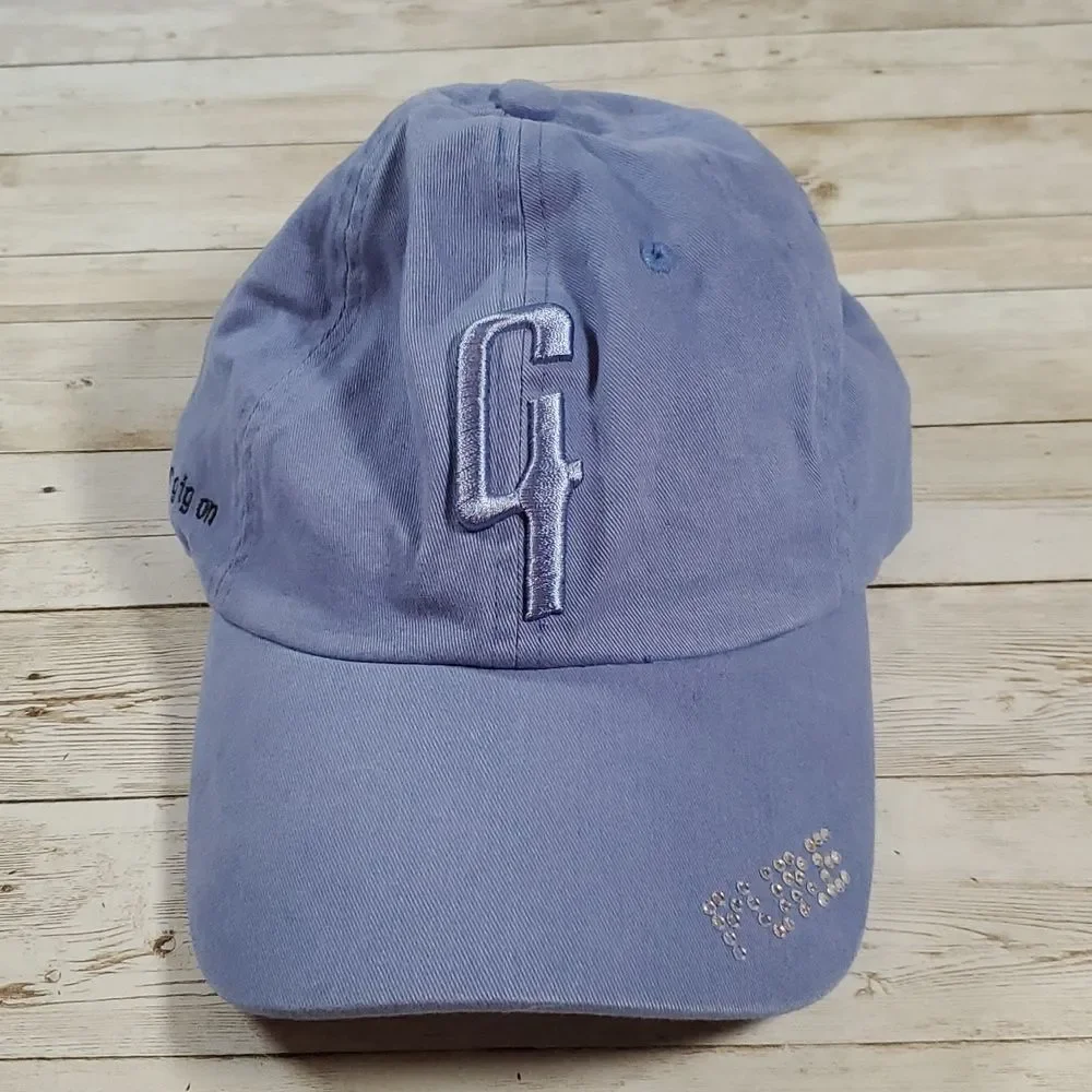 Gibson Pure Guitarists Baseball Cap‎ Hat Cornflower Blue w Crystals Bling Ladies